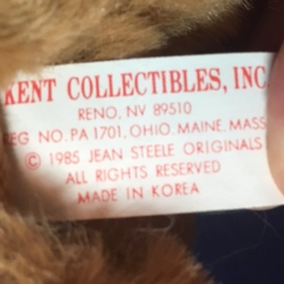 Vintage 1985 KENT Collectibles JOINTED TEDDY BEAR Straw Hat Black Neck Bow 10" - Picture 4 of 9